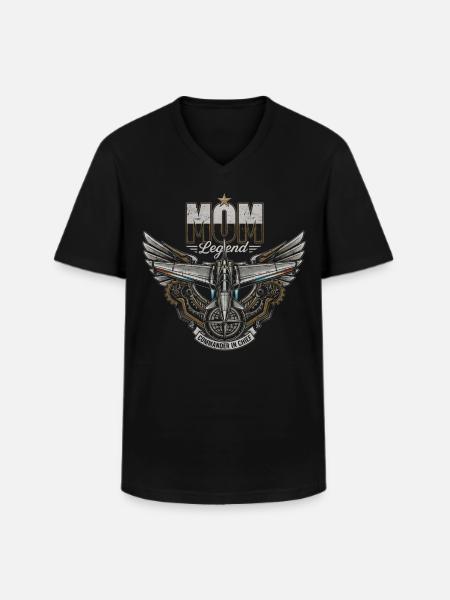 Maman Légende Aéronautique - Men's V-Neck T-Shirt - black