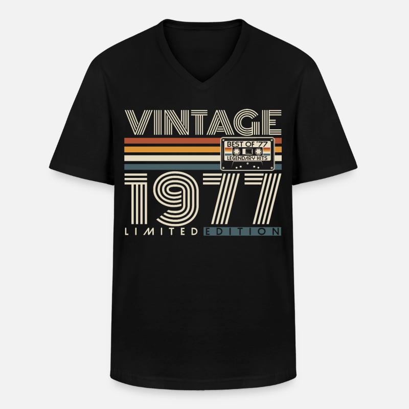 1977 Vintage Vintage Retro Regalo di Compleanno - Maglietta da uomo classica con scollo a V - nero