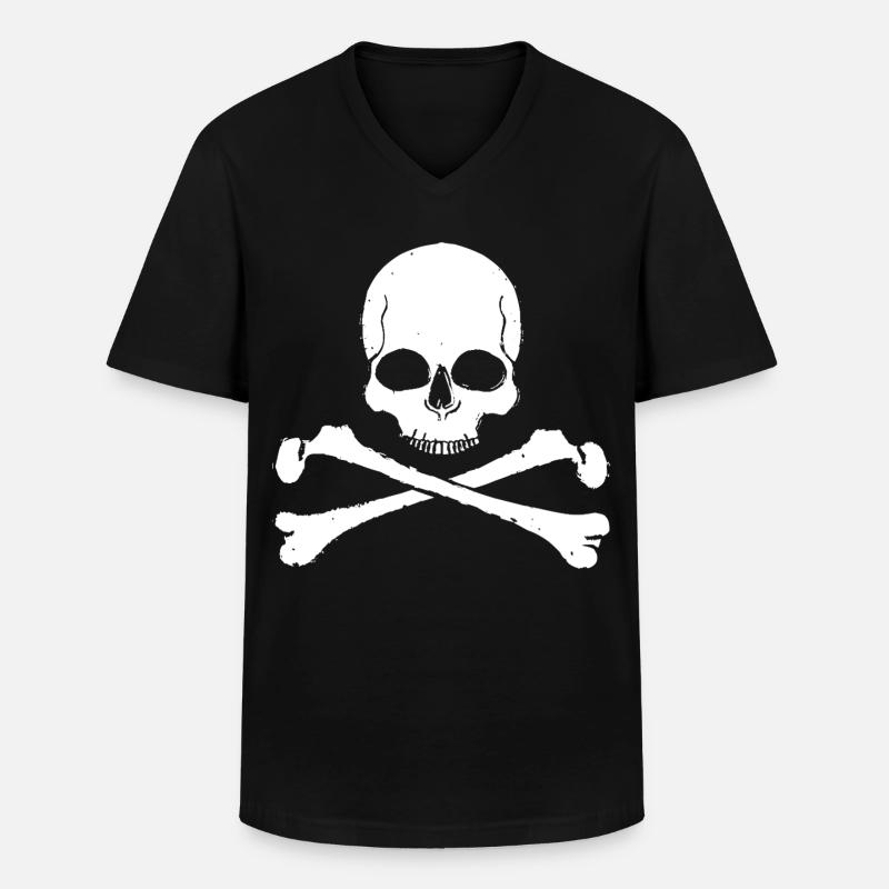 Skull Cross Pattern Skull - Men's V-Neck T-Shirt - black