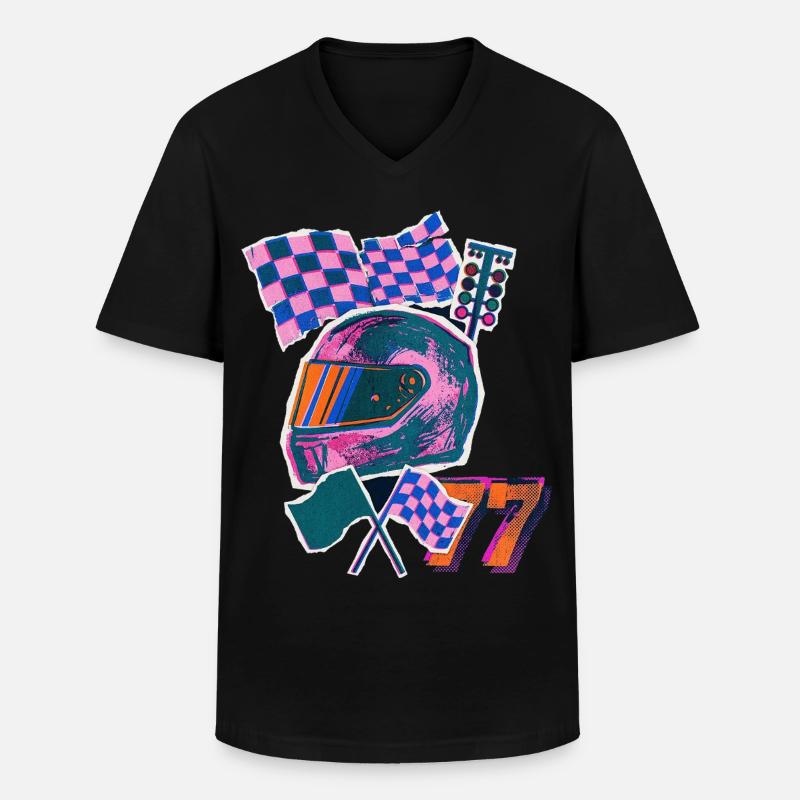 Retro Wave Driver - Männer-T-Shirt mit V-Ausschnitt - Schwarz