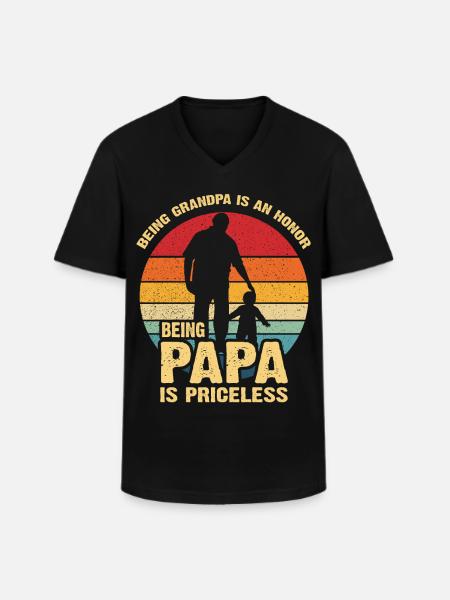 Being Grandpa, Being Papa Priceless - Men's V-Neck T-Shirt - black
