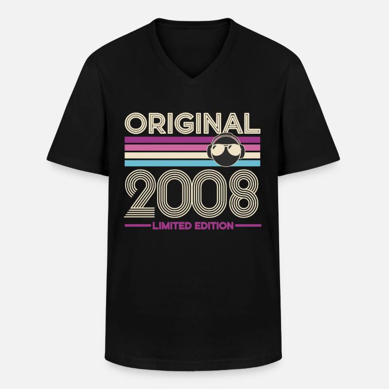 Original 2008 Limited Edition Retro - Männer-T-Shirt mit V-Ausschnitt - Schwarz