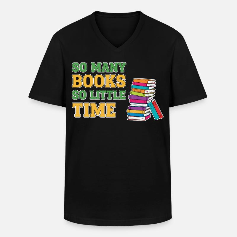 Bücherwurm Lesen Buch - Männer-T-Shirt mit V-Ausschnitt - Schwarz