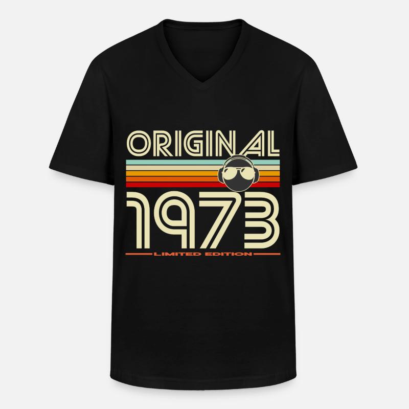 Original 1973 Limited Edition Retro - Männer-T-Shirt mit V-Ausschnitt - Schwarz