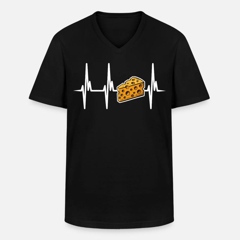 Ich liebe Käse - Männer-T-Shirt mit V-Ausschnitt - Schwarz