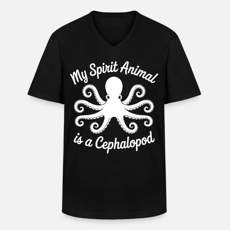 Oktopus Minimal Art - Männer-T-Shirt mit V-Ausschnitt - Schwarz