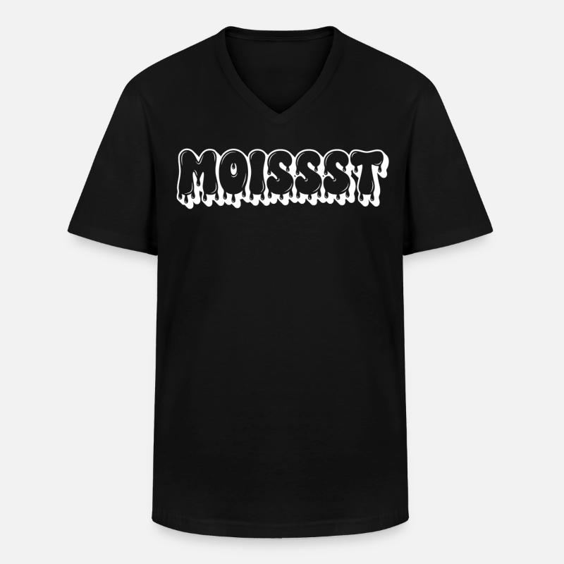 Feuchter tropfender Text - Männer-T-Shirt mit V-Ausschnitt - Schwarz