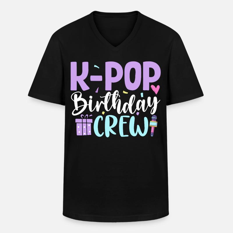 K Pop Birthday Crew - Männer-T-Shirt mit V-Ausschnitt - Schwarz