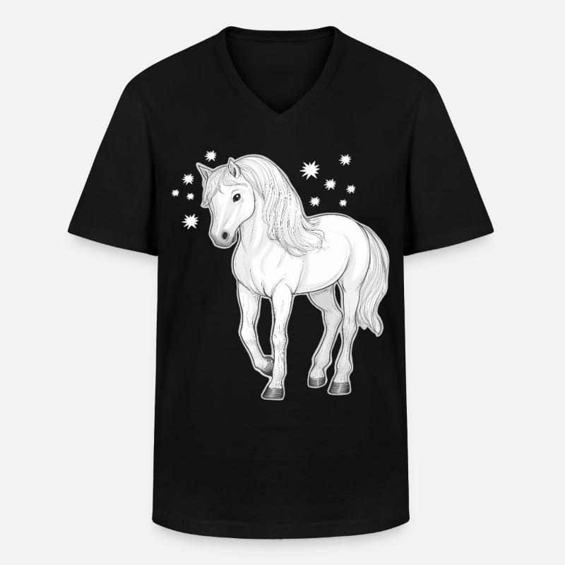 Cavallo con stelle - Maglietta da uomo classica con scollo a V - nero
