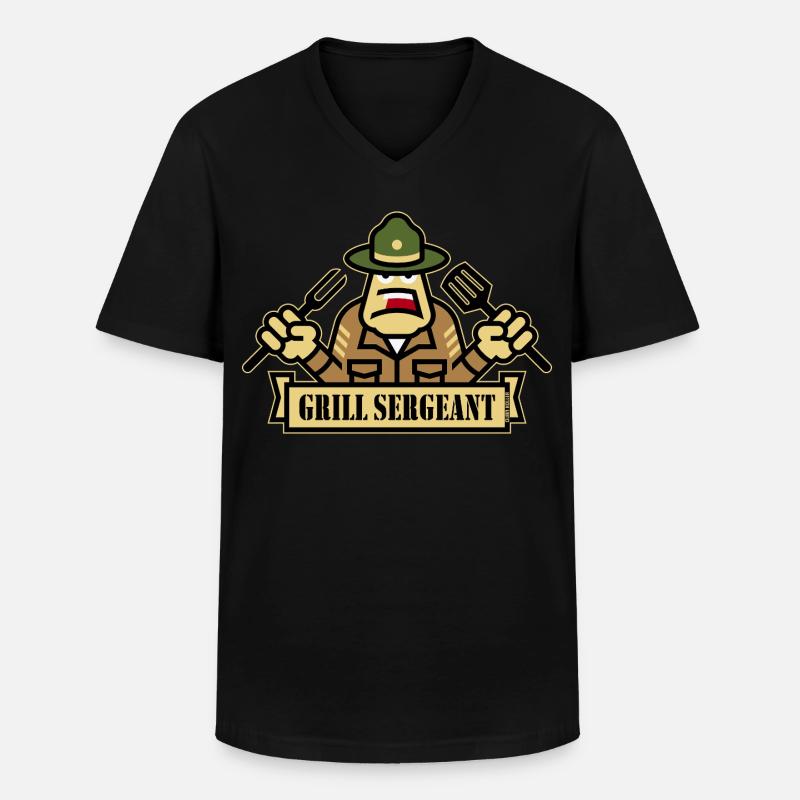 Grill Sergeant (Grigliata / BBQ / Barbecue / Outl) - Maglietta da uomo classica con scollo a V - nero