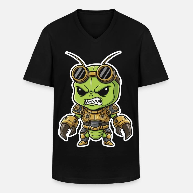 Alien Steampunk Krieger Rüstungsmessing - Männer-T-Shirt mit V-Ausschnitt - Schwarz