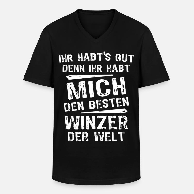 Winzer - Männer-T-Shirt mit V-Ausschnitt - Schwarz