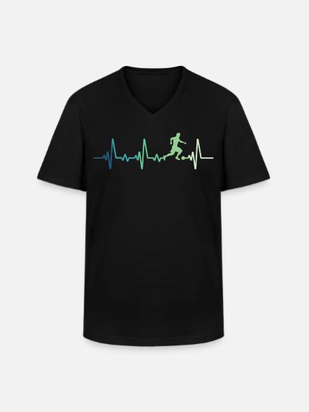 Fußball-Heartbeat-Fußballer - Männer-T-Shirt mit V-Ausschnitt - Schwarz