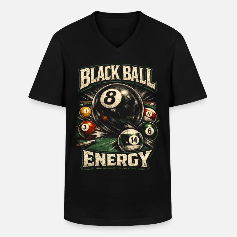 8-Ball Billard - Männer-T-Shirt mit V-Ausschnitt - Schwarz