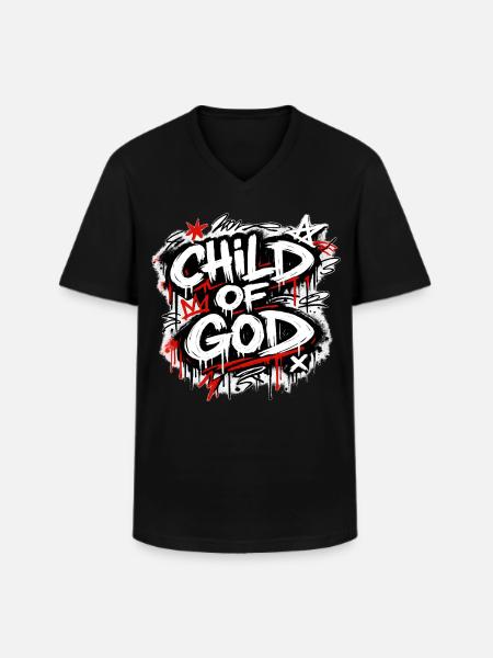 Child of God Graffiti Lettering - Men's V-Neck T-Shirt - black