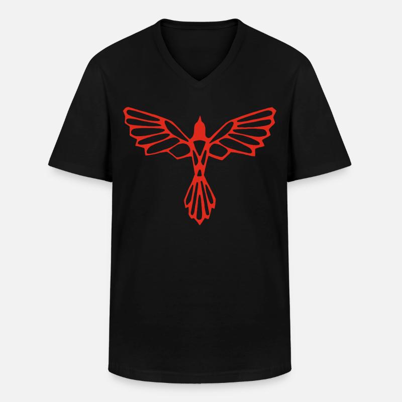 L'envol de l'oiseau rouge - Maglietta da uomo classica con scollo a V - nero