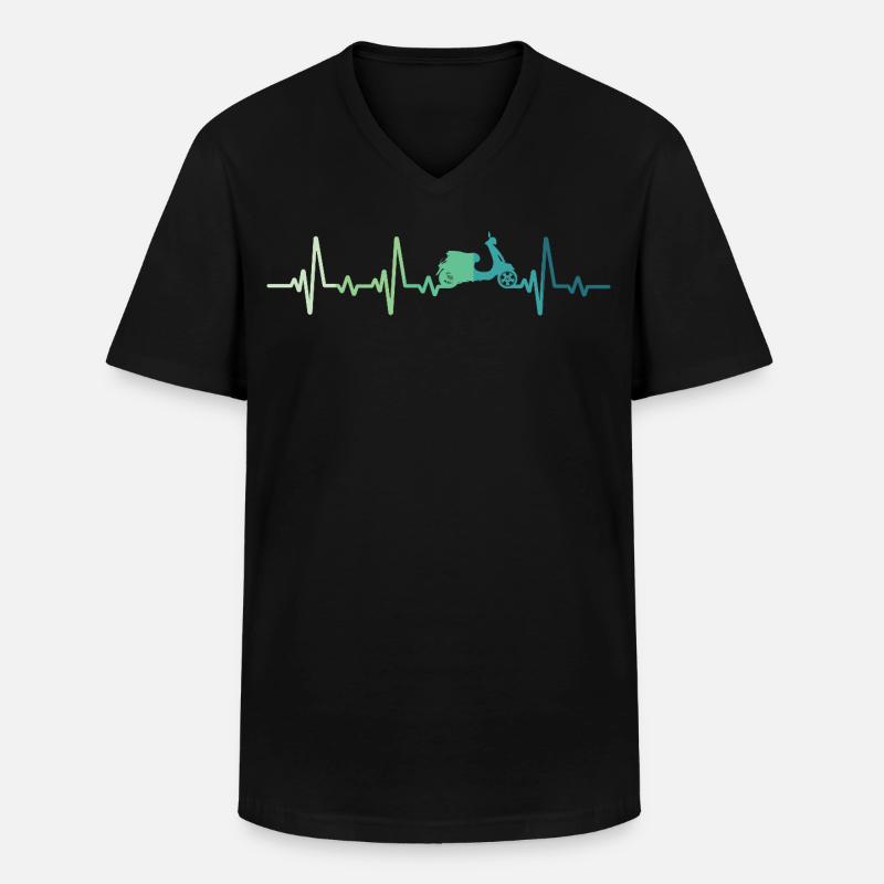 Scooter-Herzschlag-Mopedroller - Männer-T-Shirt mit V-Ausschnitt - Schwarz