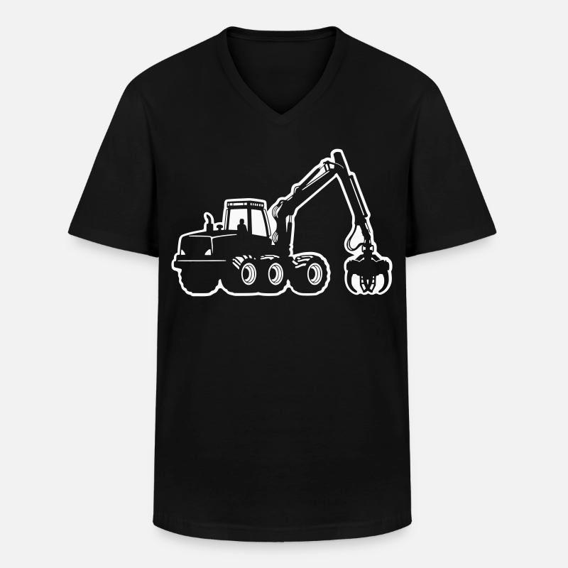 Harvester Silhouette - Männer-T-Shirt mit V-Ausschnitt - Schwarz