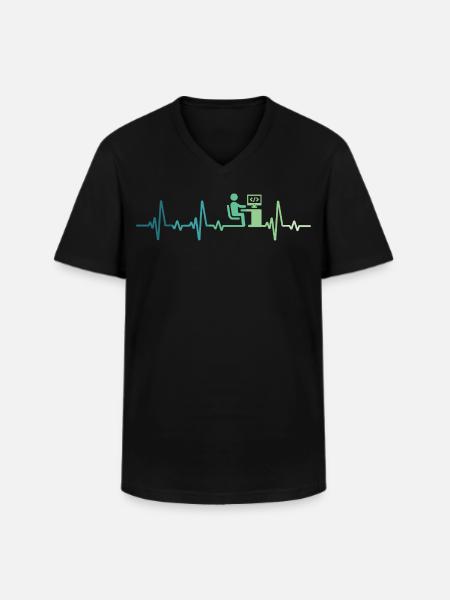 Heartbeat Programmer Developer - Men's V-Neck T-Shirt - black