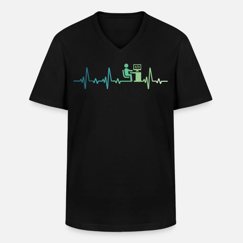 Heartbeat Programmer Developer - Men's V-Neck T-Shirt - black