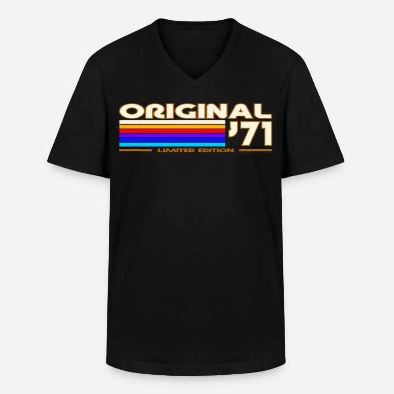 1971 - Männer-T-Shirt mit V-Ausschnitt - Schwarz