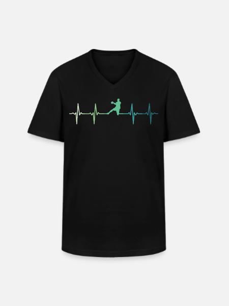 Handball, Herzschlag, Handball - Männer-T-Shirt mit V-Ausschnitt - Schwarz