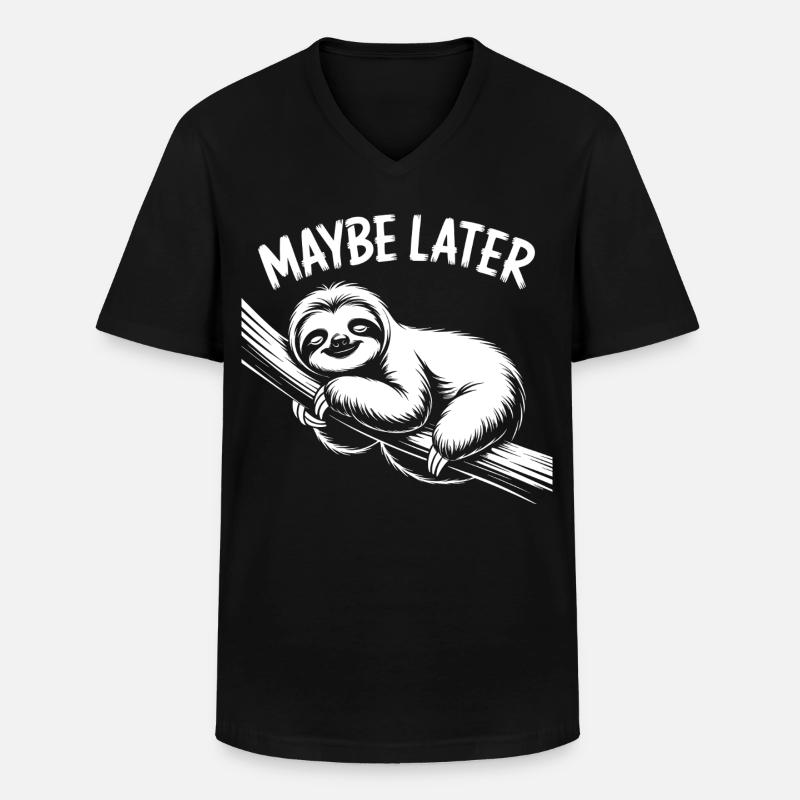 Faultier Chill - Männer-T-Shirt mit V-Ausschnitt - Schwarz
