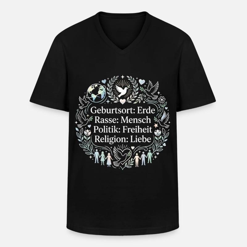 Gegen Rassismus - Männer-T-Shirt mit V-Ausschnitt - Schwarz