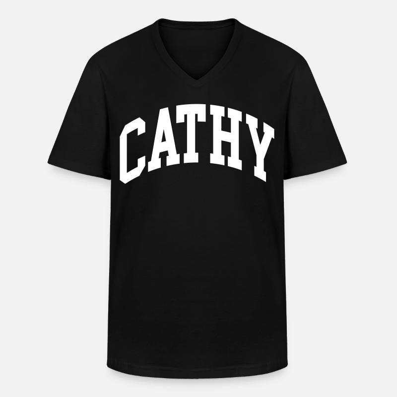 Cathy - Männer-T-Shirt mit V-Ausschnitt - Schwarz