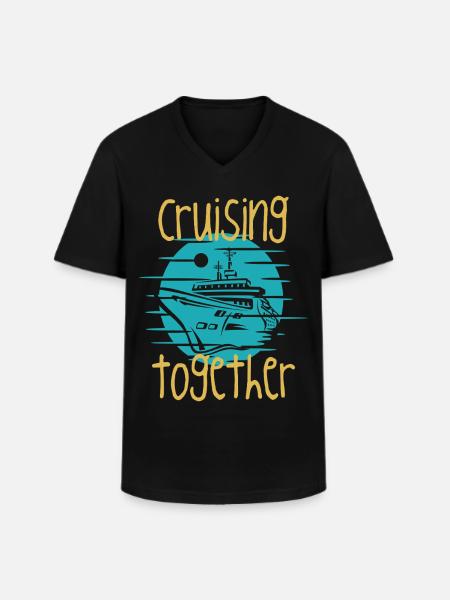 Gemeinsam Kreuzfahrt-Bootsgrafik - Männer-T-Shirt mit V-Ausschnitt - Schwarz