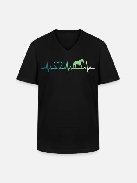 Mein Pferd, Herzschlag, Pferde, - Männer-T-Shirt mit V-Ausschnitt - Schwarz