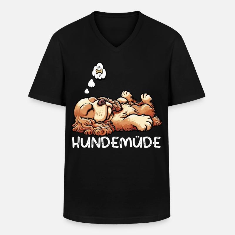 Hundemüde Cocker Spaniel Cockerhund Cockerbesitzer - Männer-T-Shirt mit V-Ausschnitt - Schwarz