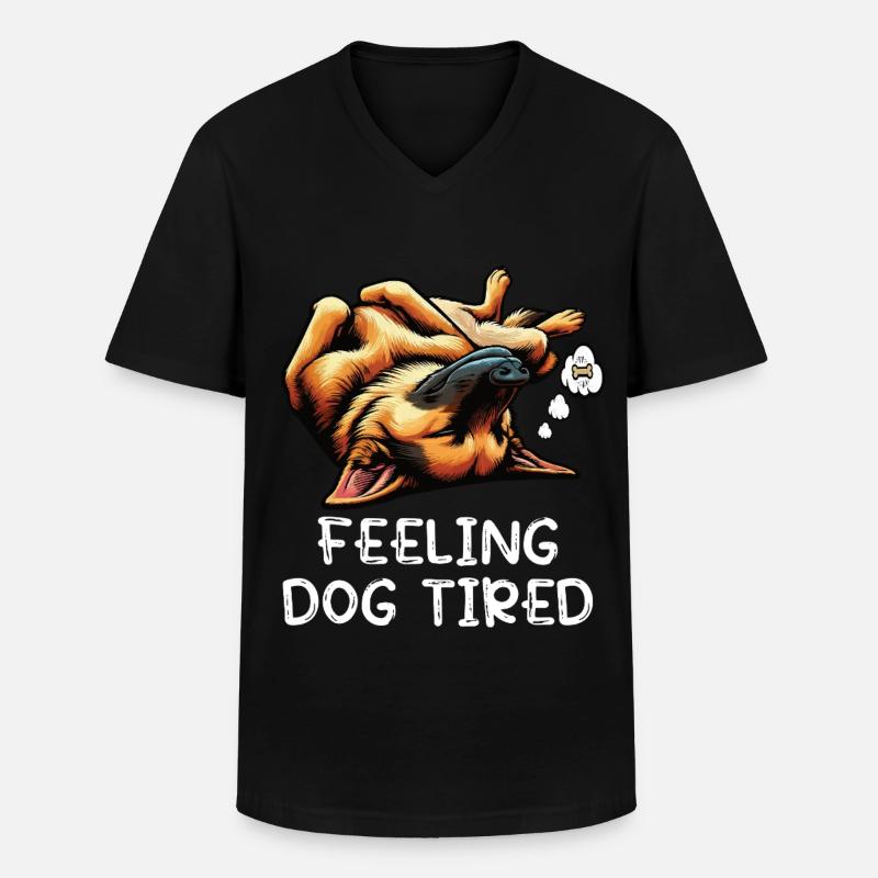 Feeling Dog Tired Deutscher Schäferhund  - Männer-T-Shirt mit V-Ausschnitt - Schwarz