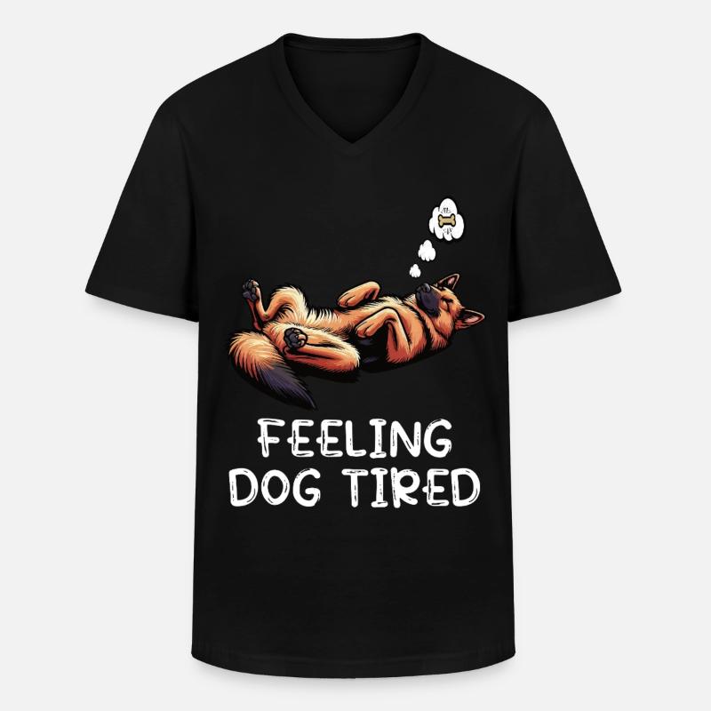 Feeling Dog Tired Deutscher Schäferhund  - Männer-T-Shirt mit V-Ausschnitt - Schwarz