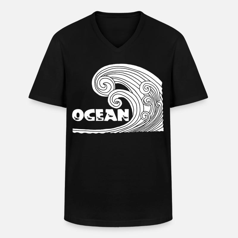 Die Weiße Welle - Männer-T-Shirt mit V-Ausschnitt - Schwarz