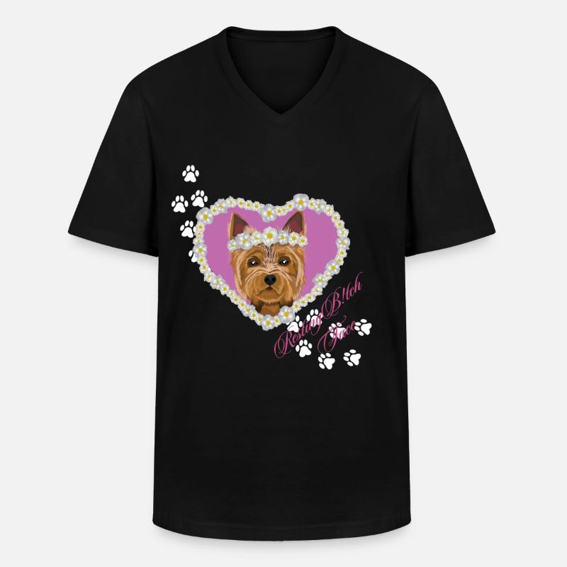 Ruhender Tch-Face Yorksire Terrier - Männer-T-Shirt mit V-Ausschnitt - Schwarz