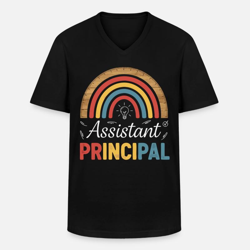 Assistant Principal Rainbow Retro - Männer-T-Shirt mit V-Ausschnitt - Schwarz