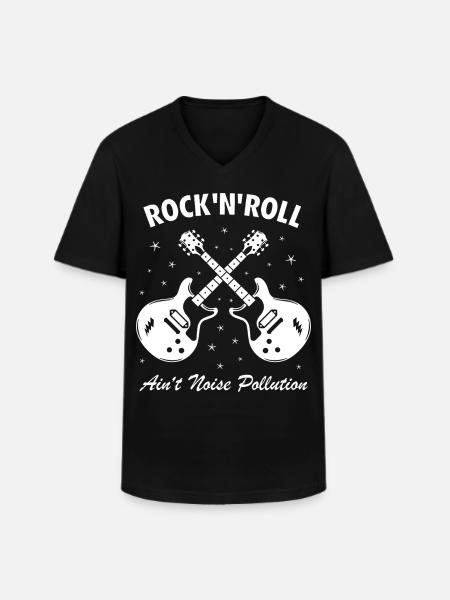 Rock 'n' roll er ikke støjforurening - Klassisk herre T-shirt med V-udskæring - sort