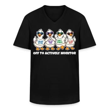 Lustige Motivations-Enten Actively Monitor - Männer-T-Shirt mit V-Ausschnitt - Schwarz - Vorne - AI Model Male 178 dark (178cm)