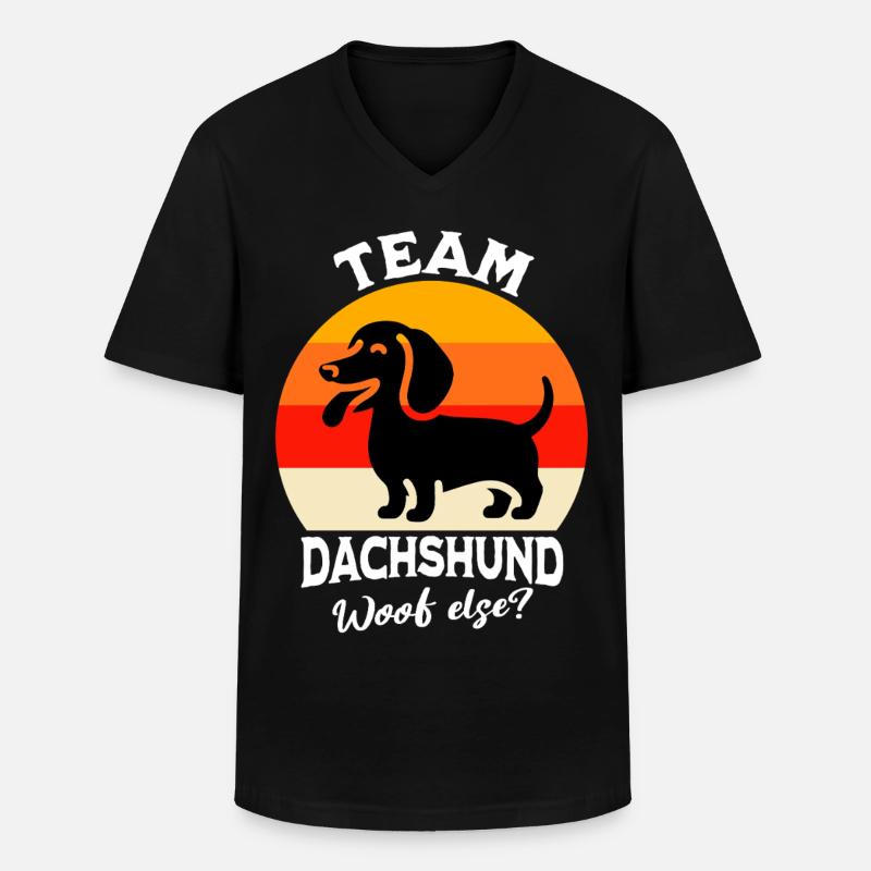 Team Dackel - Männer-T-Shirt mit V-Ausschnitt - Schwarz