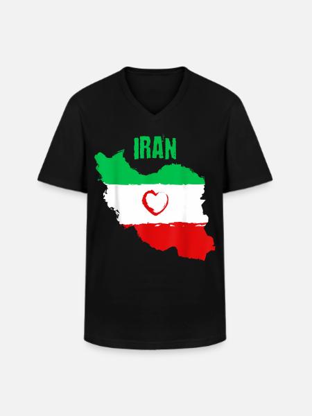 Iranian Heart Flag - Men's V-Neck T-Shirt - black