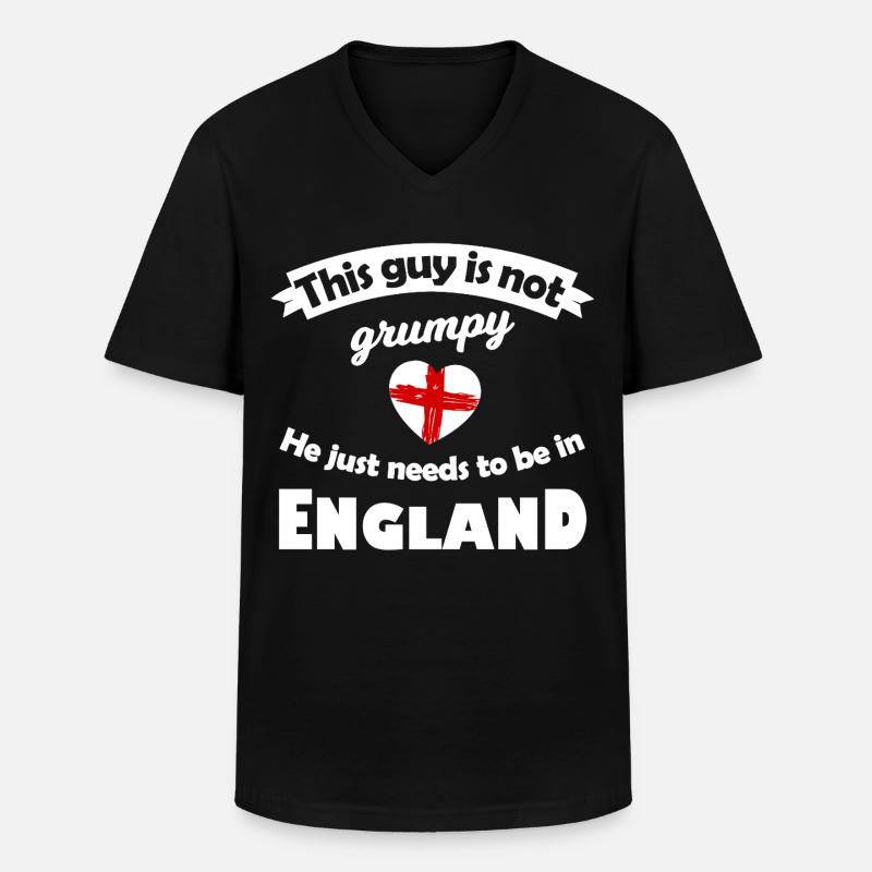 Not grumpy: He needs England - Men's V-Neck T-Shirt - black