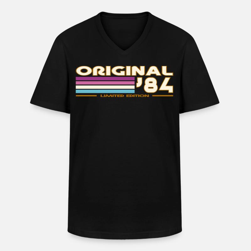 Originale 84 Pastellstreifen - Männer-T-Shirt mit V-Ausschnitt - Schwarz