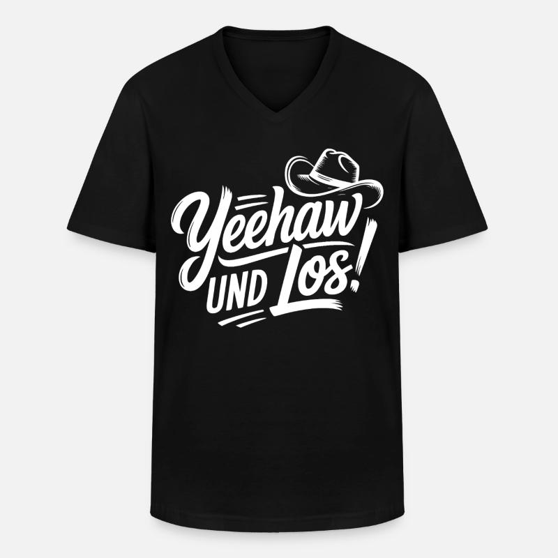 Yeehaw und Los! Western Script - Männer-T-Shirt mit V-Ausschnitt - Schwarz