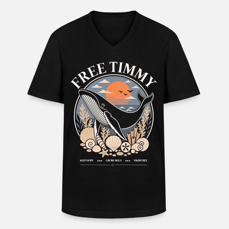 Buckelwal Timmy Hope Statement Merch - Männer-T-Shirt mit V-Ausschnitt - Schwarz