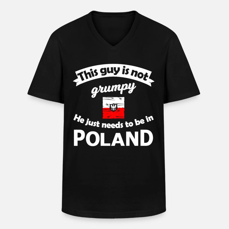 Polen Not Grumpy Tee - Männer-T-Shirt mit V-Ausschnitt - Schwarz