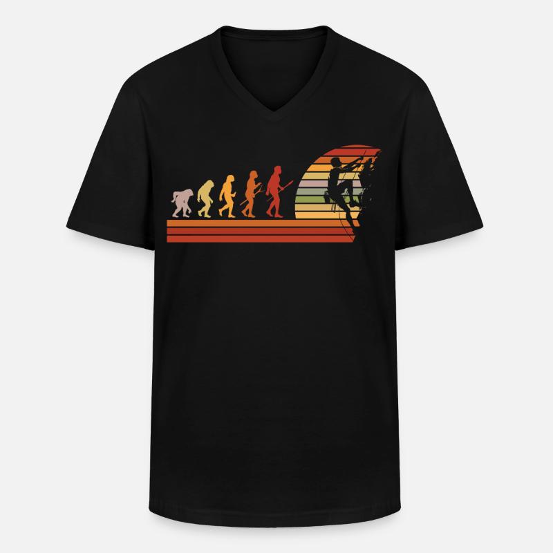 Evolution des Kletterns Retro Design - Männer-T-Shirt mit V-Ausschnitt - Schwarz