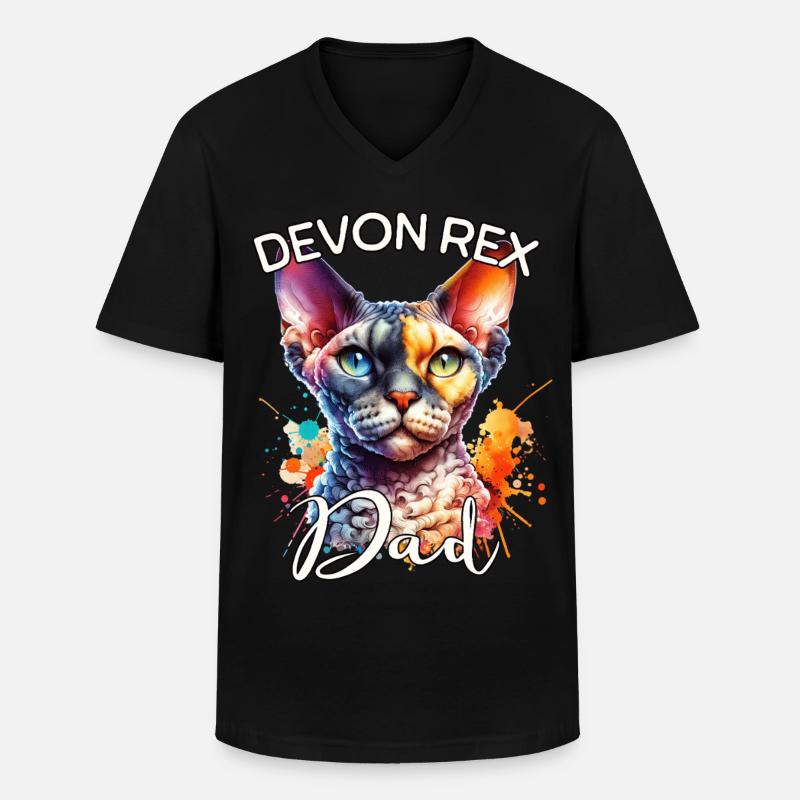 Devon Rex Dad - Men's V-Neck T-Shirt - black
