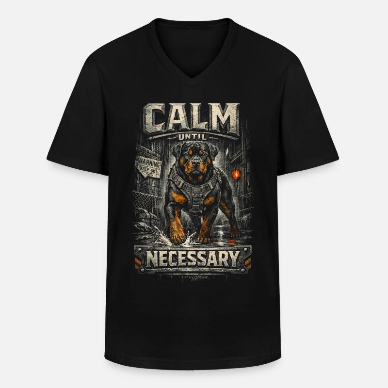 Rottweiler Hund Calm Until Necessary - Männer-T-Shirt mit V-Ausschnitt - Schwarz