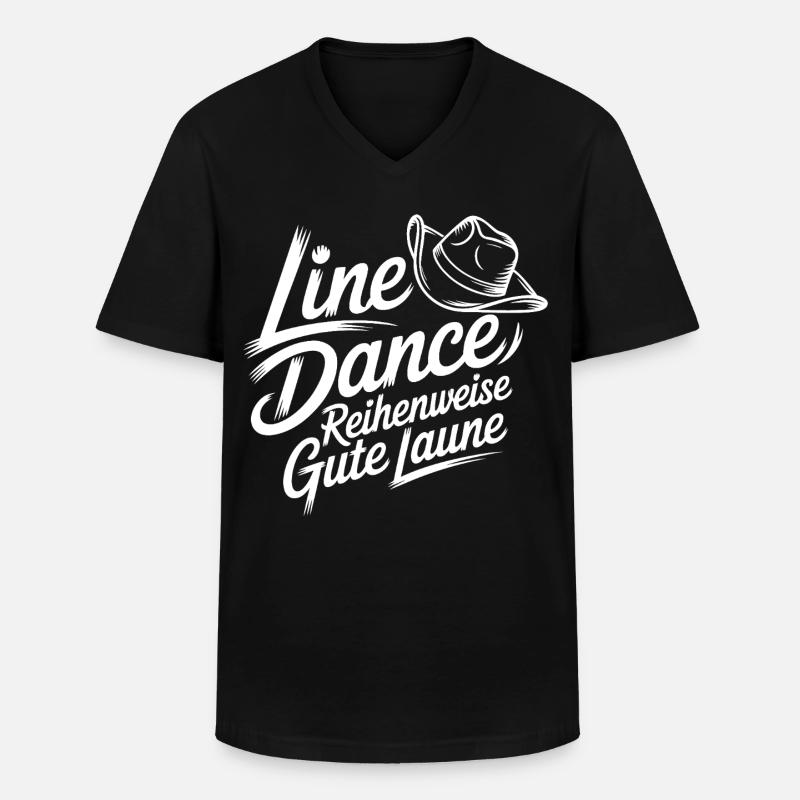 Line Dance Gute Laune - Männer-T-Shirt mit V-Ausschnitt - Schwarz